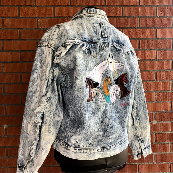 Code Bleu Women’s Denim Jacket Size M Vintage 1980’s with Fringe Made in Japan - Picture 8 of 16